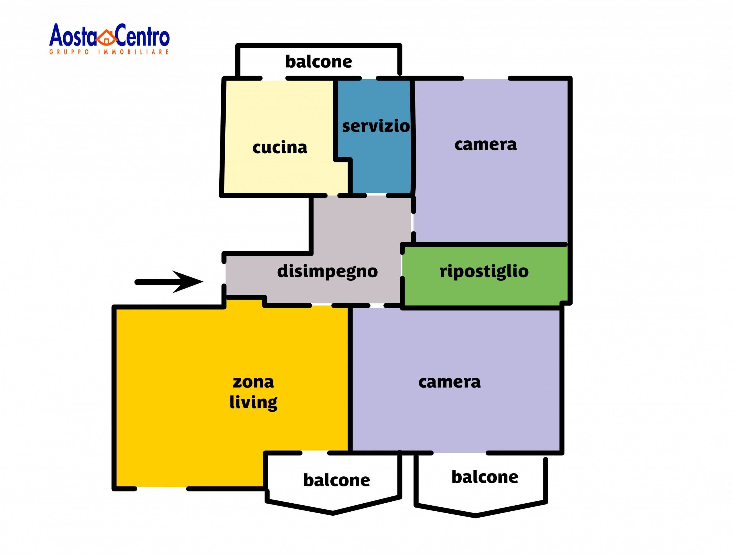 Foto 18 - Three-room apartment Via Trottechien, Aosta - floor plans 1