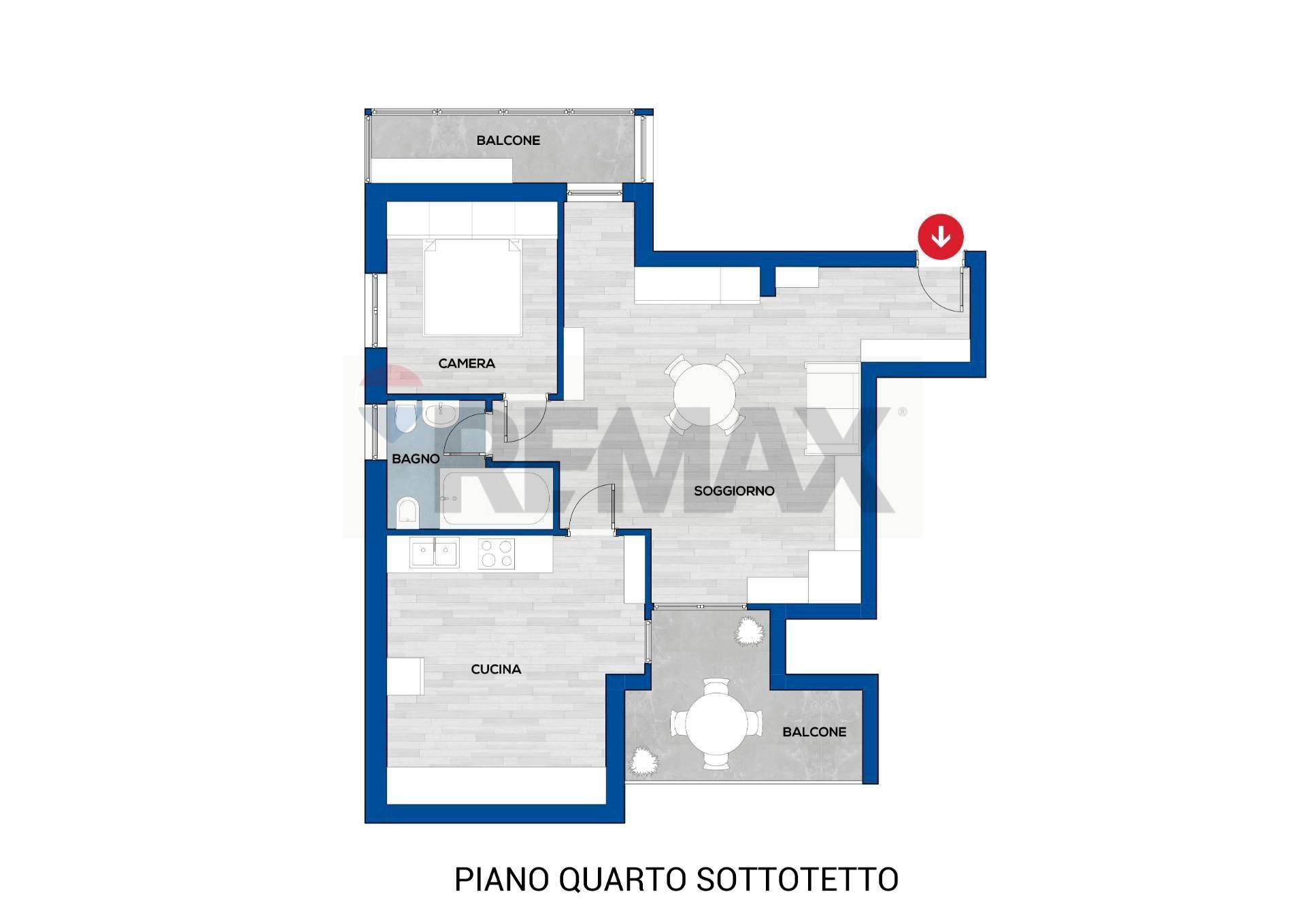 Pianta 2D - Three-room apartment Via Fratelli Vivaldi
 
22, Sassari - floor plans 1