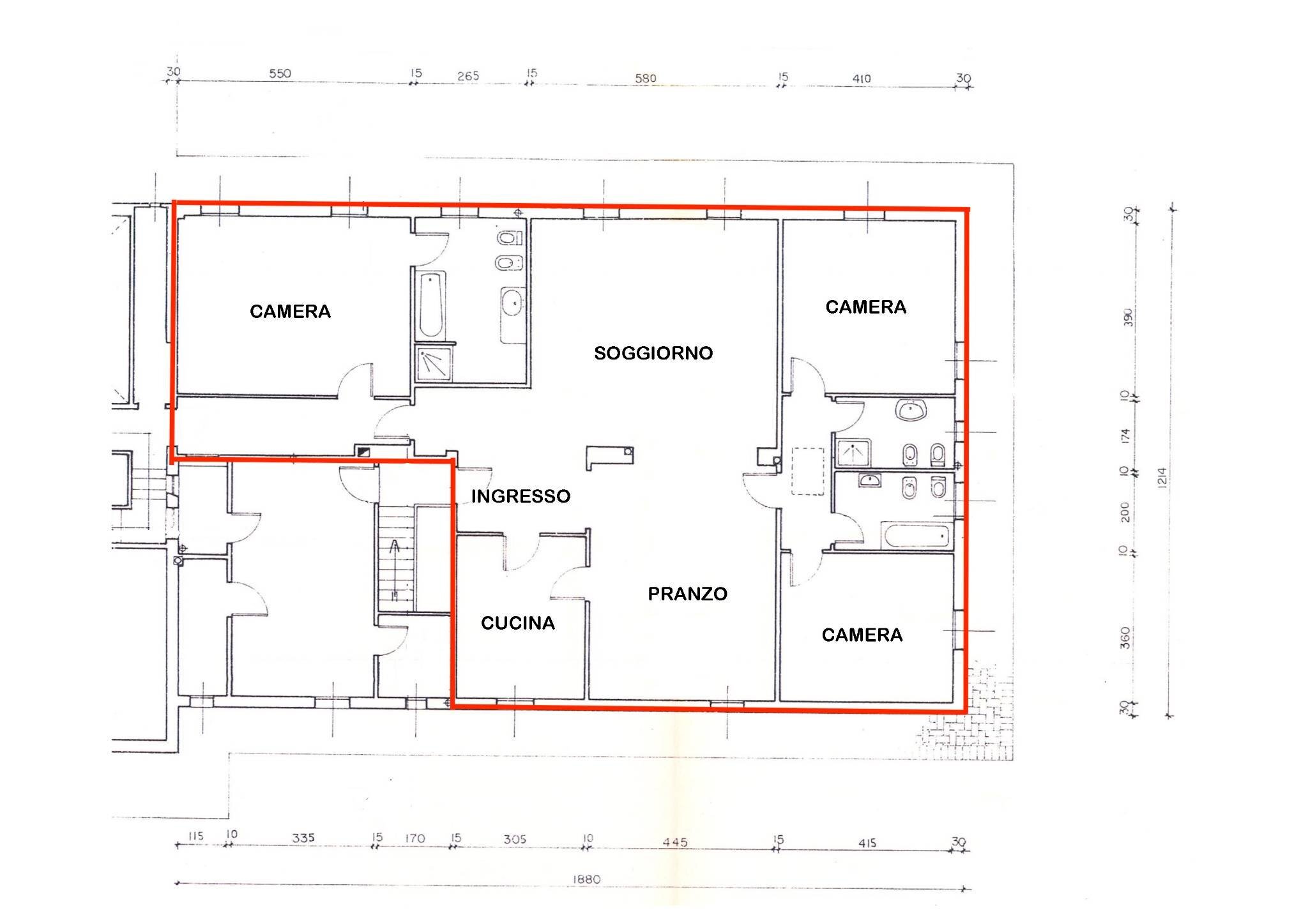 Appartamento via Pederzana, Bologna (zona San Vitale) - planimetria 1