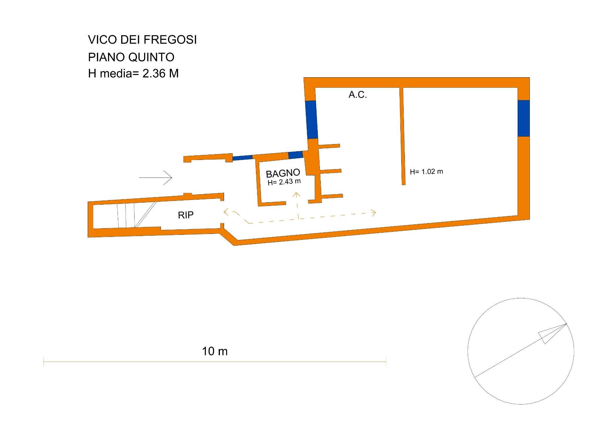 One-room apartment vico dei Fregoso, 11, Genova (neighborhood Centro Storico) - floor plans 1