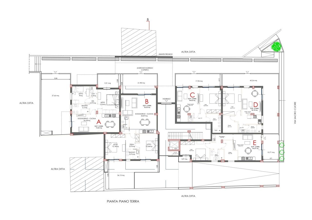 Piano Terra S.Cuore_page-0001.jpg - Trilocale Via Sacro Cuore 1611, Modica - planimetria 1