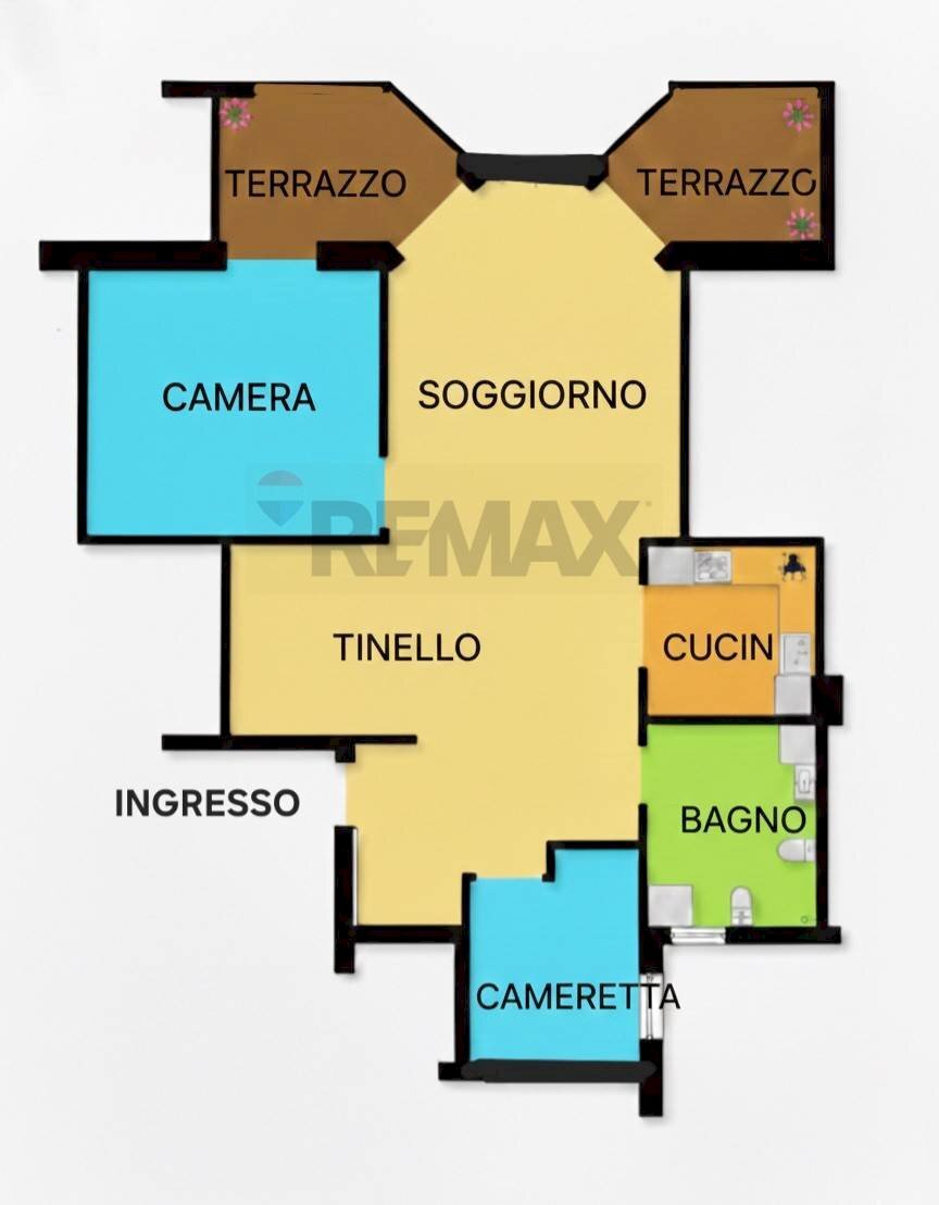 Pianta 2D - Trilocale Roma - planimetria 1