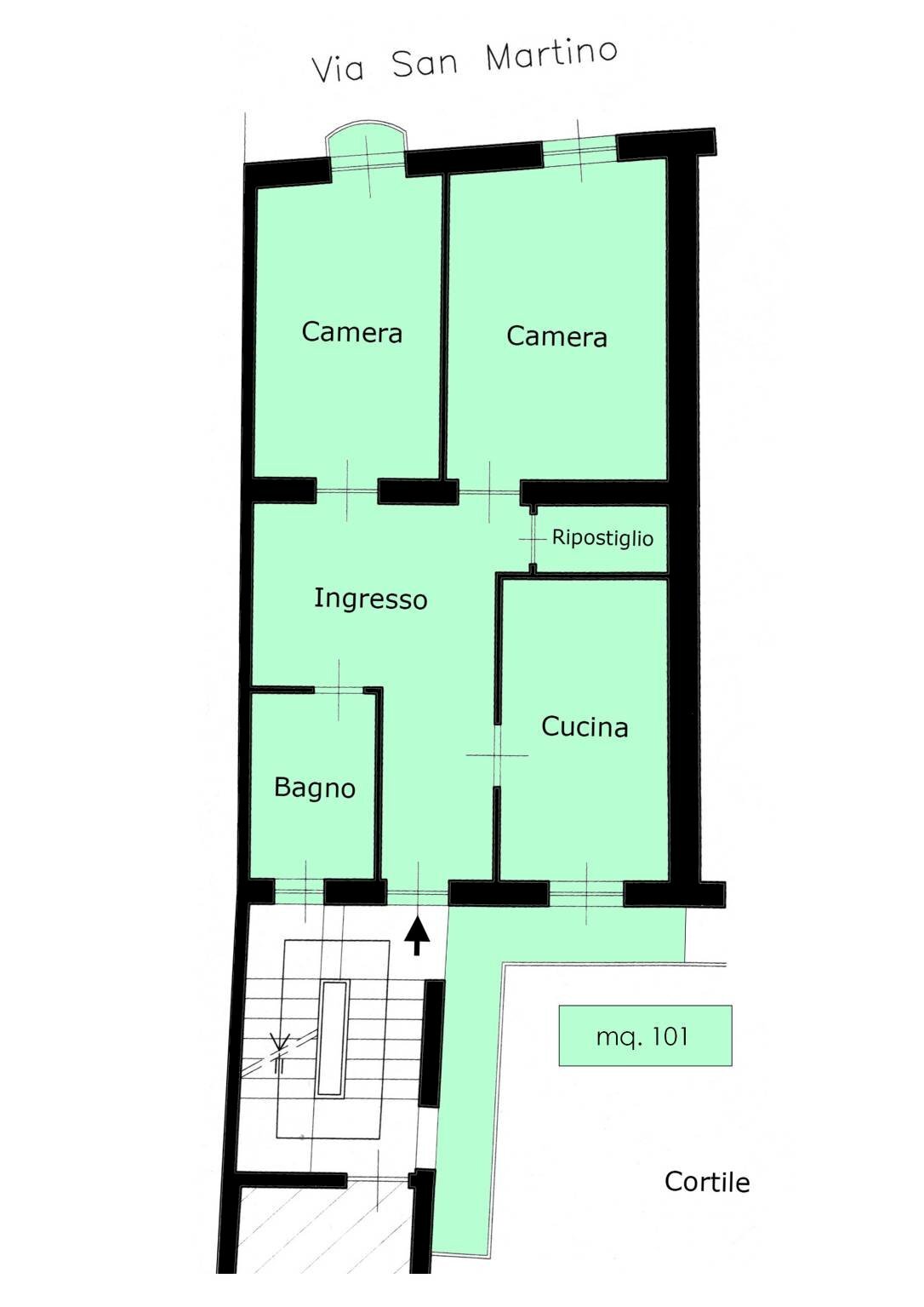 Three-room apartment via San Martino, Moncalieri - floor plans 1