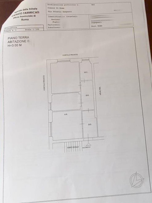 Bilocale via Ottavio Gasparri, Roma - planimetria 1