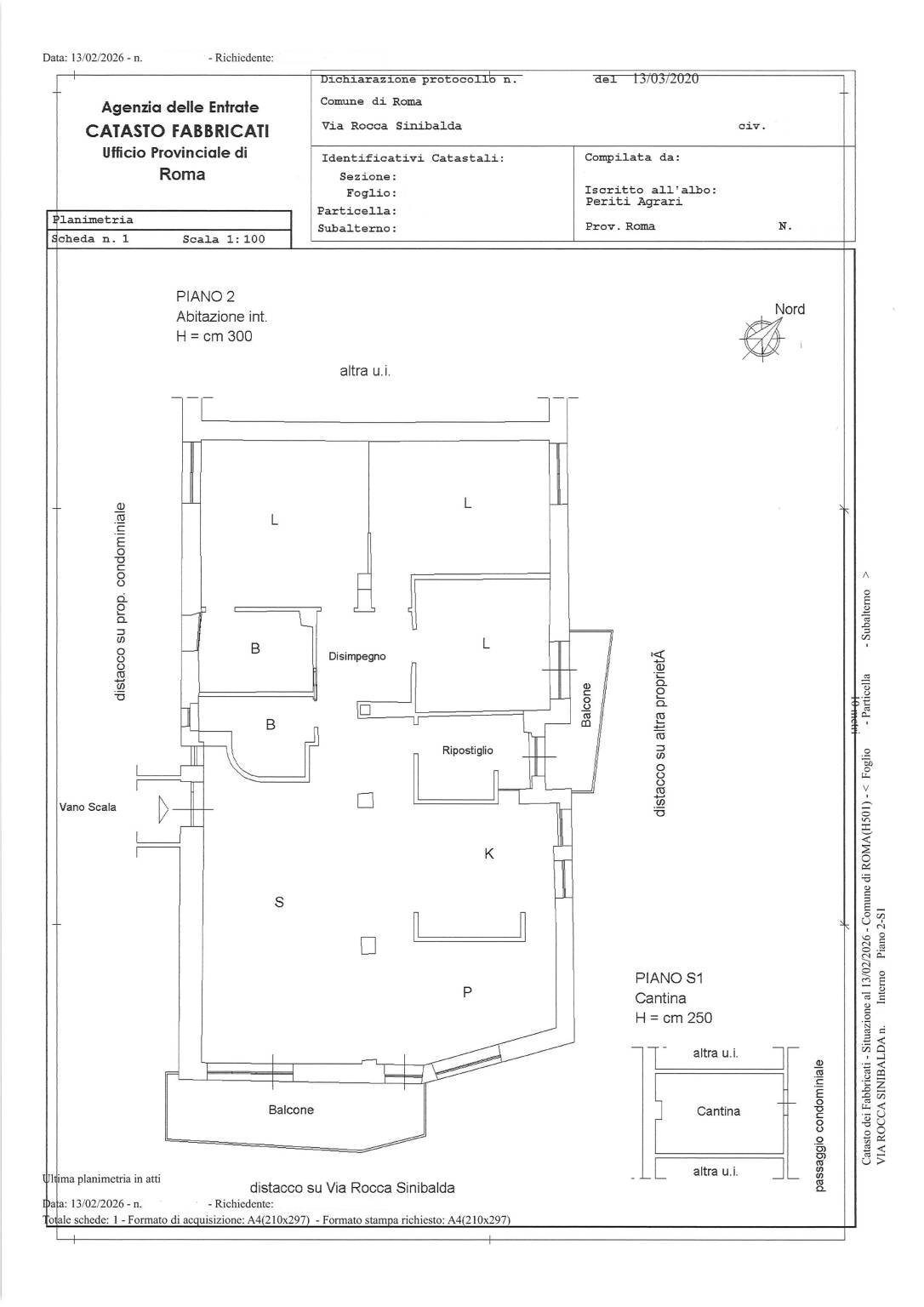 Quadrilocale via Rocca Sinibalda, Roma - planimetria 1