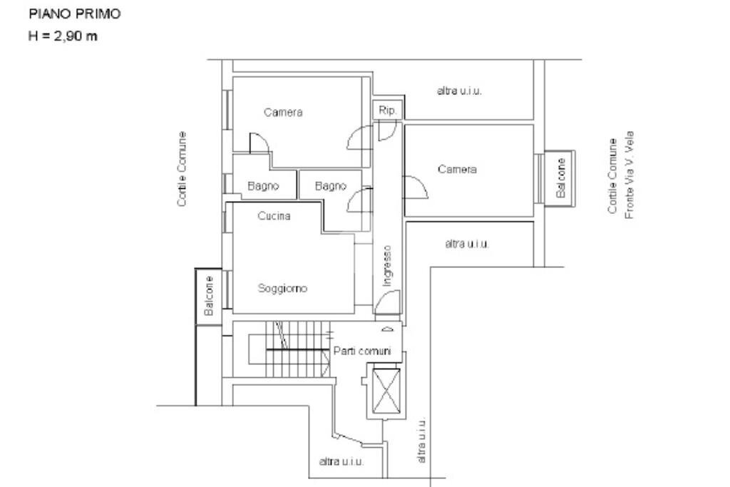 Trilocale Via vincenzo vela, Milano (zona Città Studi) - planimetria 1