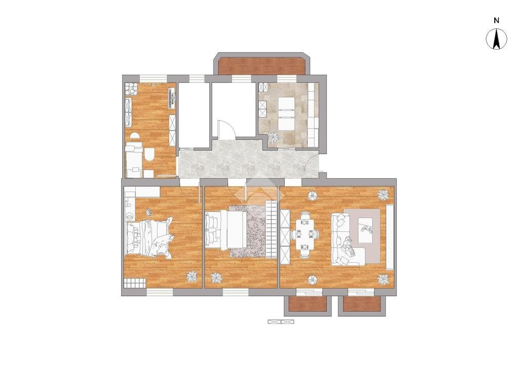 Four-room apartment Via Ercole Ferrario, Milano (neighborhood San Vittore) - floor plans 1