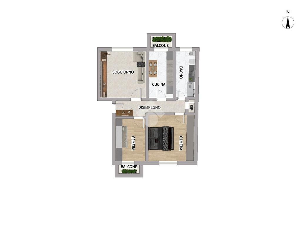 Trilocale Via Giovanni Verga, Bareggio - planimetria 1