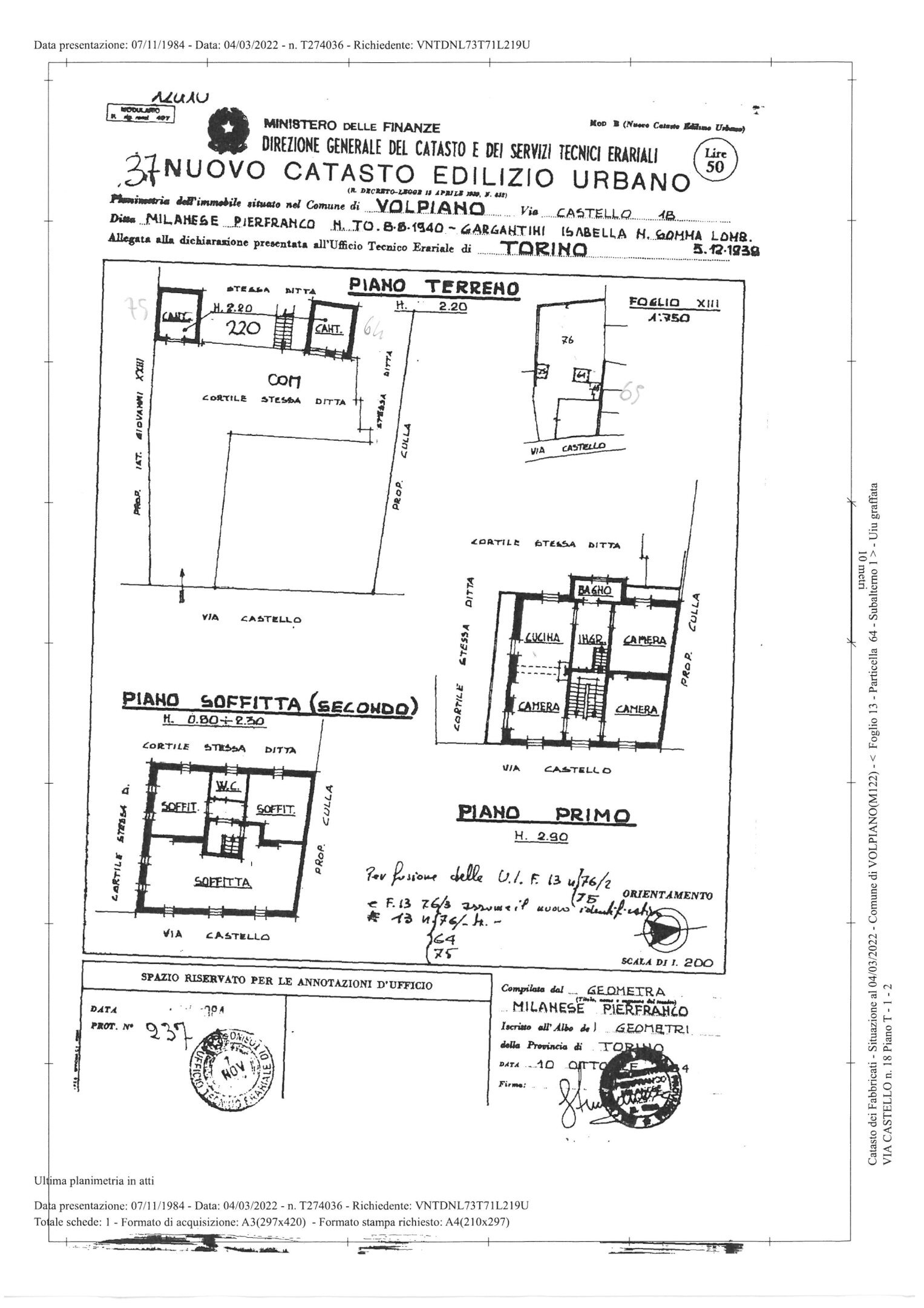 Casa indipendente VIA CASTELLO, 18, Volpiano - planimetria 1
