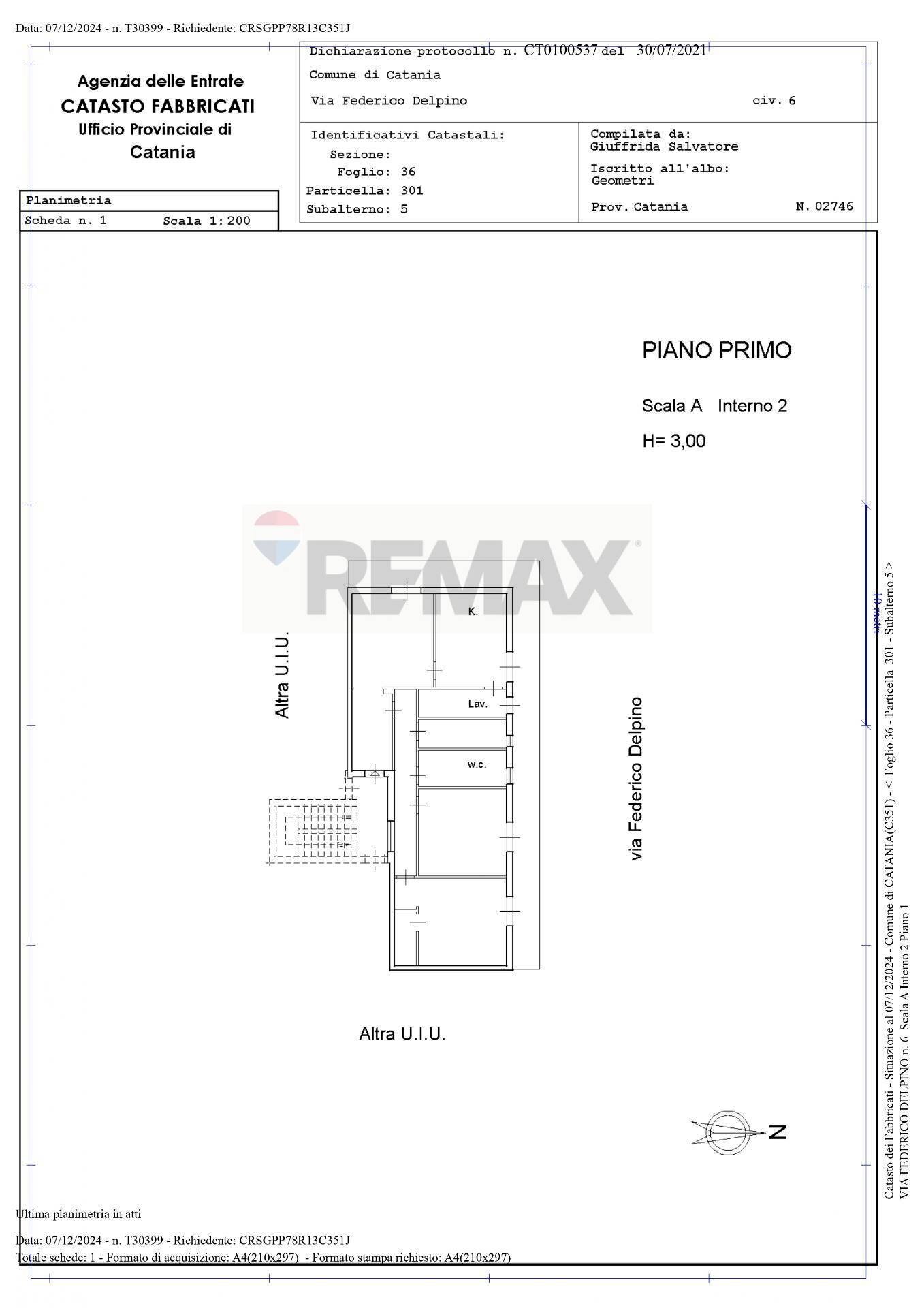 Pianta 2D - Trilocale Via Federico Delpino
 
6, Catania - planimetria 1
