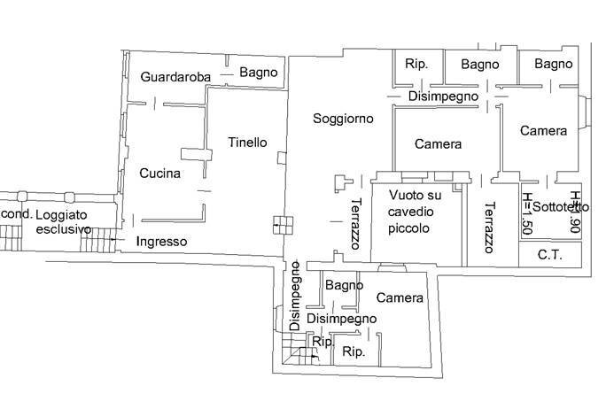 Planimetria - Attico via S. Alessandro, Bergamo - planimetria 1