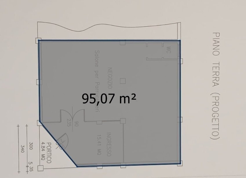 negozio mq.jpg - Locale Commerciale Via della Pace 486, Vignola - planimetria 1