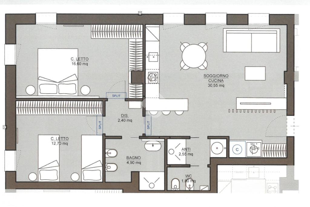 Three-room apartment Via XX Settembre, Cervia - floor plans 1