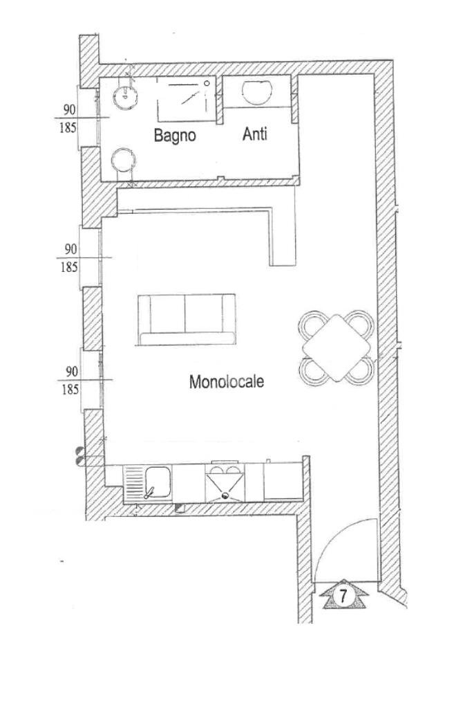 One-room apartment Via del Milliario, Bologna (neighborhood Santa Viola) - floor plans 1