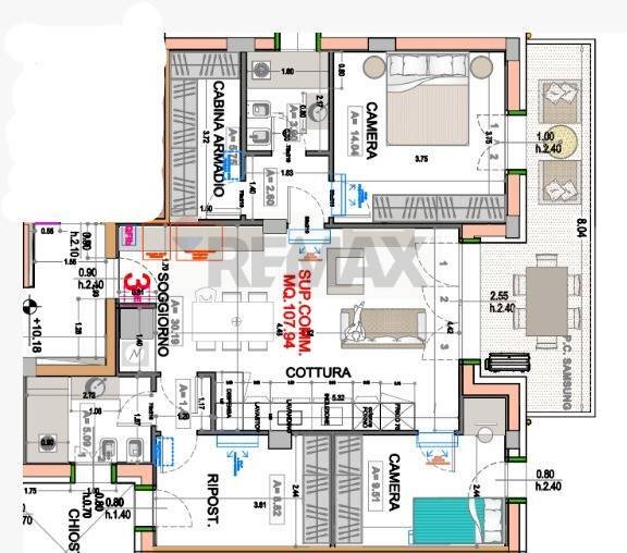 Pianta 2D - Quadrilocale Pesaro - foto 2