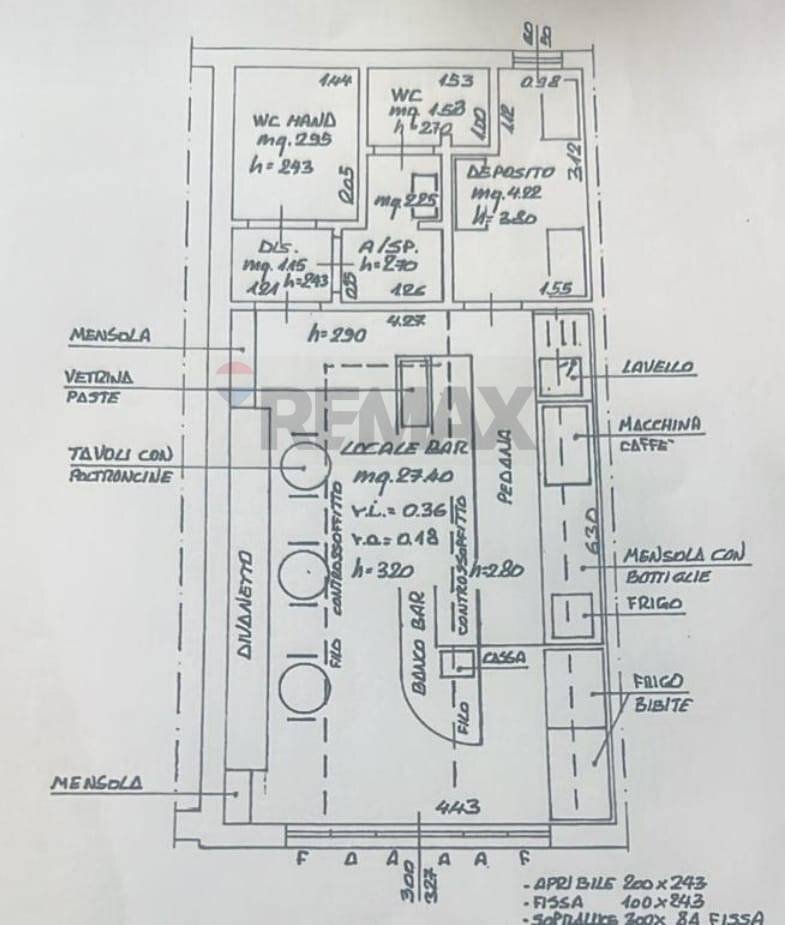 Pianta 2D - Bar Tavola Calda - Fredda Rimini - planimetria 1