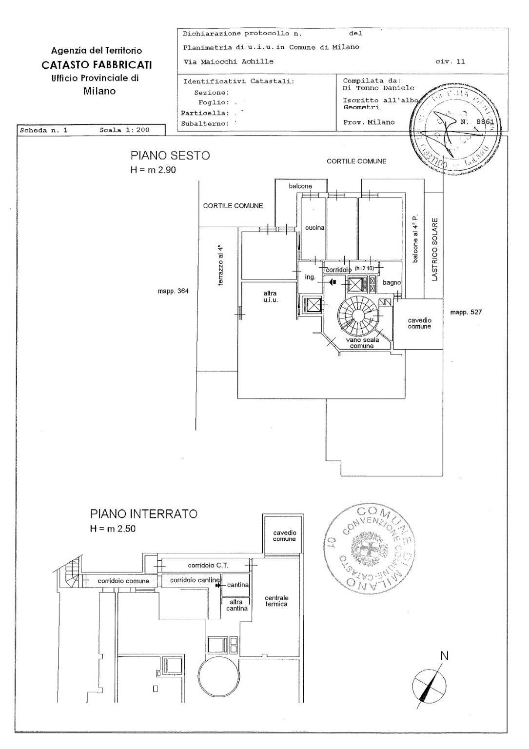 Quadrilocale via Achille Maiocchi, 11, Milano (zona Città Studi) - planimetria 1