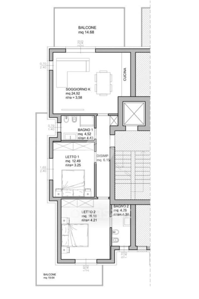 Trilocale Via Pinarella, Cervia - planimetria 1