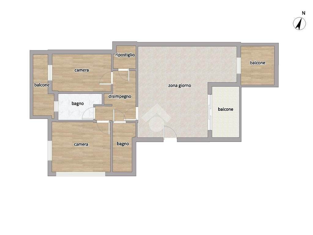 Three-room apartment Via Cesare Battisti, Melegnano - floor plans 1