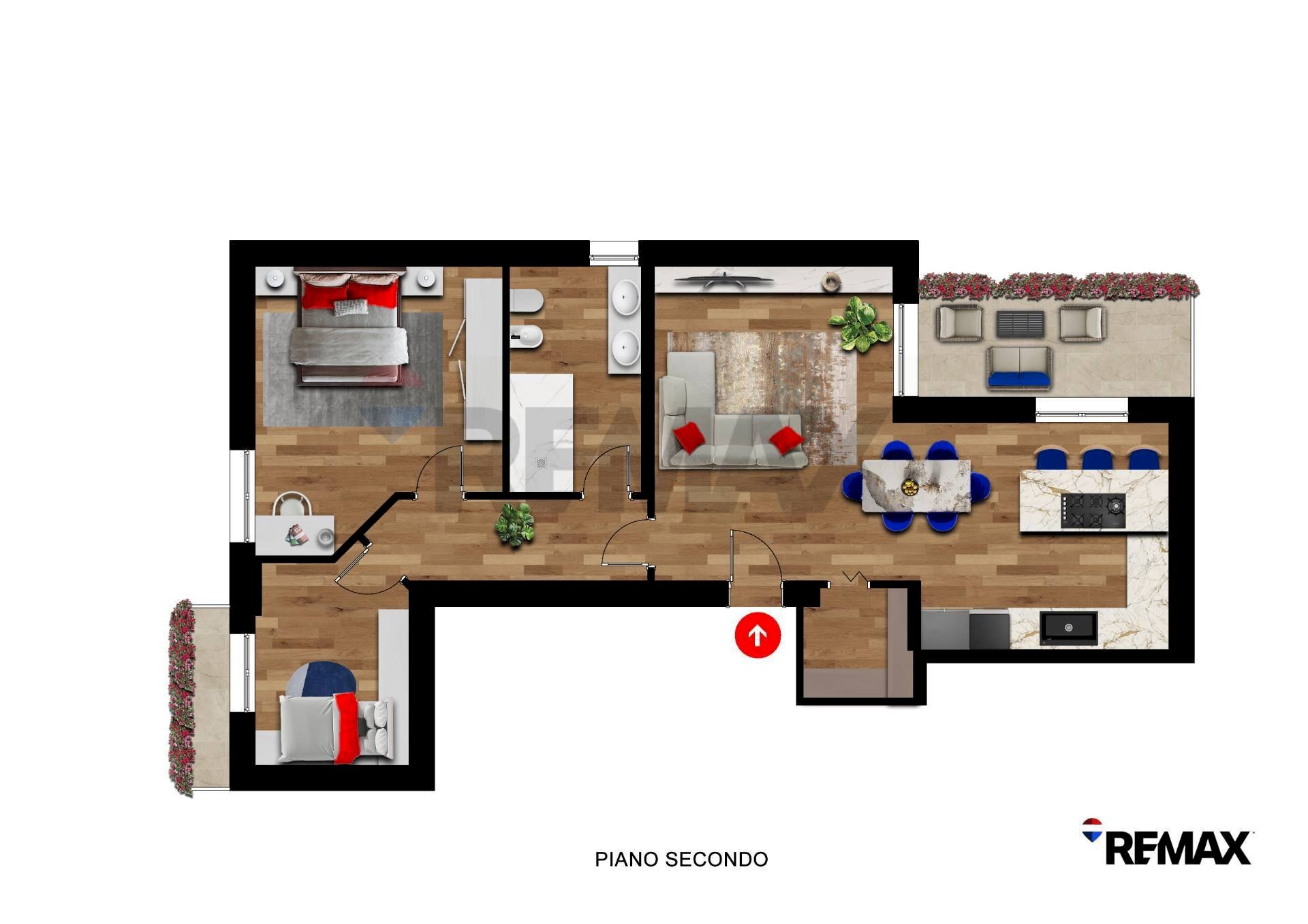 Pianta 3D - Trilocale VIA DOMENICO SUARDI
 
11, Casazza - planimetria 1