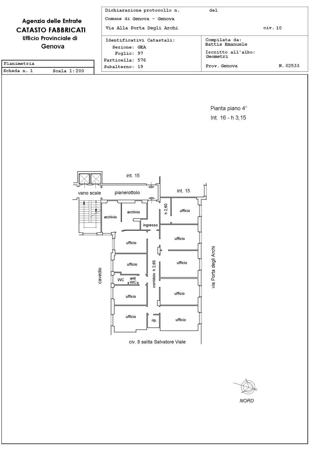 Ufficio via alla Porta degli Archi, 10, Genova (zona Carignano) - planimetria 1