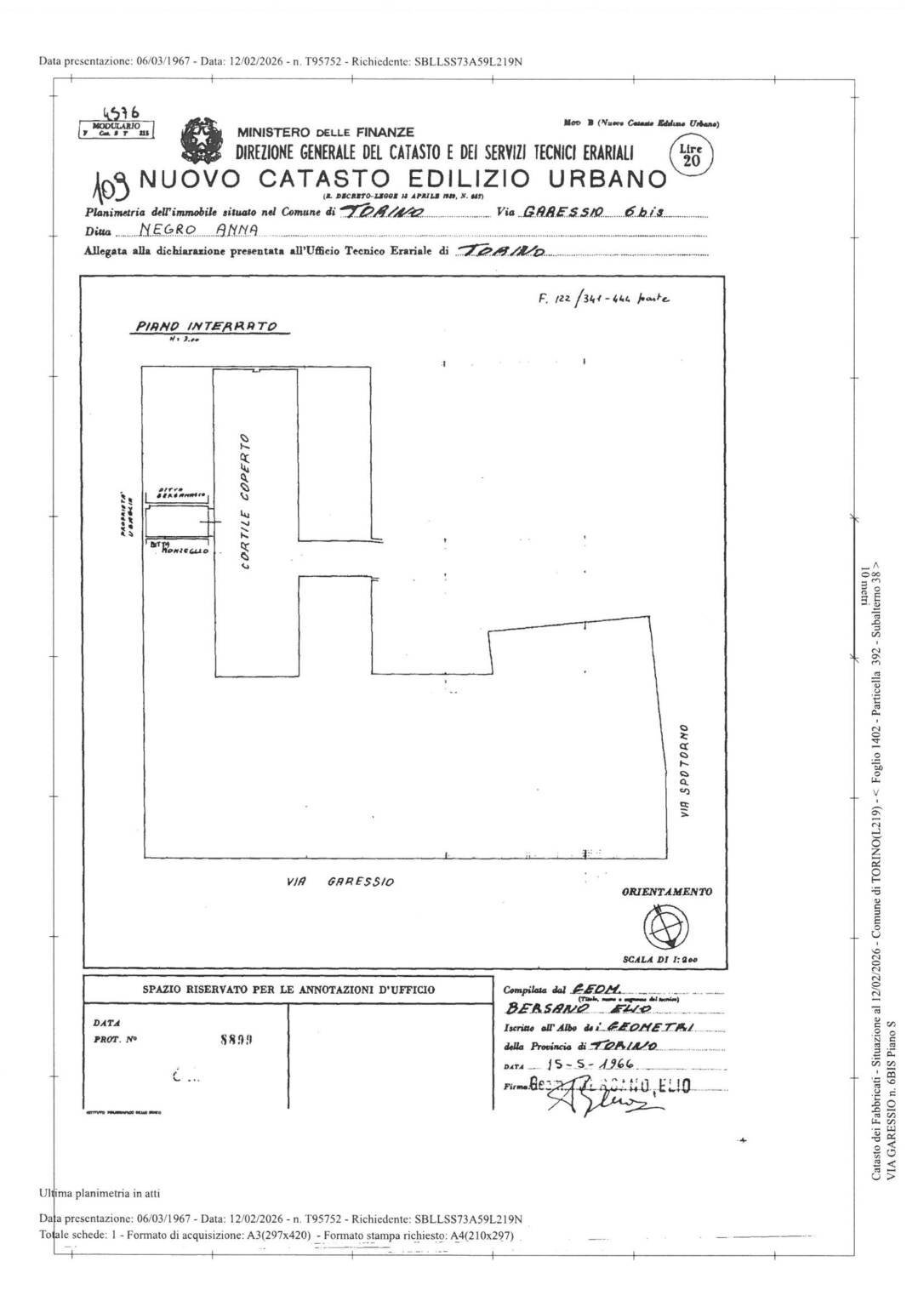 Box via Garessio, 6, Torino (zona Nizza Millefonti) - planimetria 1