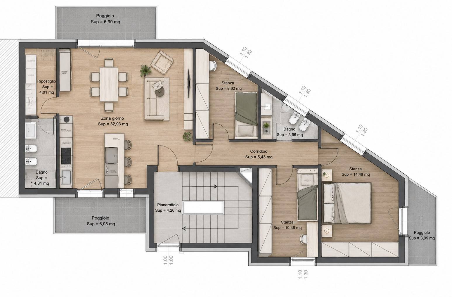 Foto 1 - Four-room apartment Via del Sasson, Caldonazzo - floor plans 1
