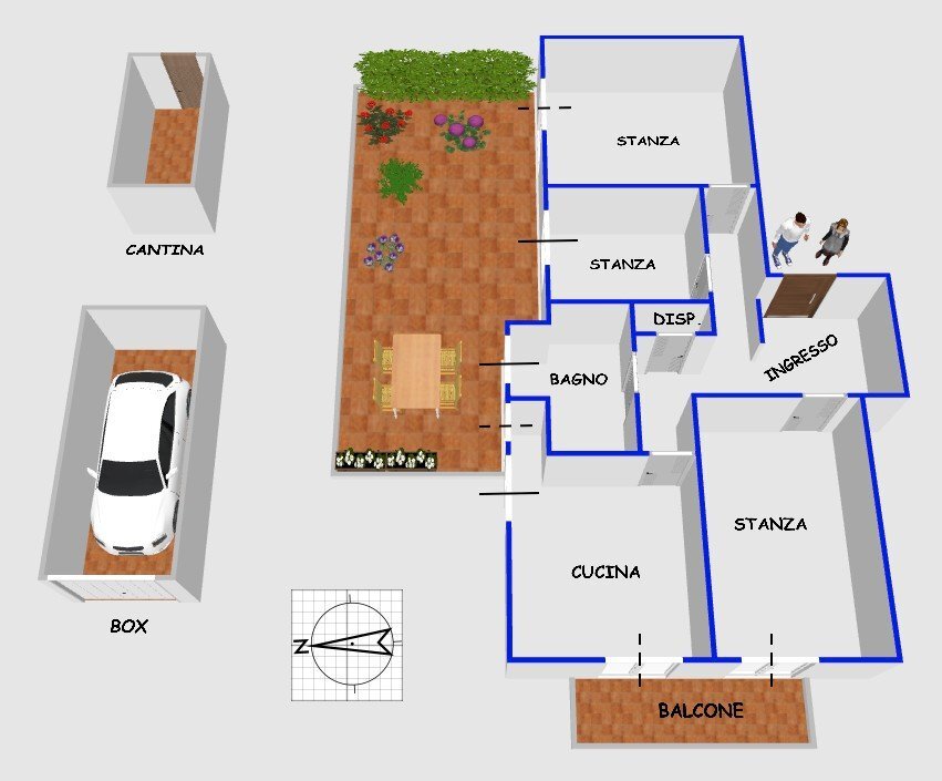 Three-room apartment via Giulio Tanini, 29B, Genova (neighborhood Borgoratti) - floor plans 1