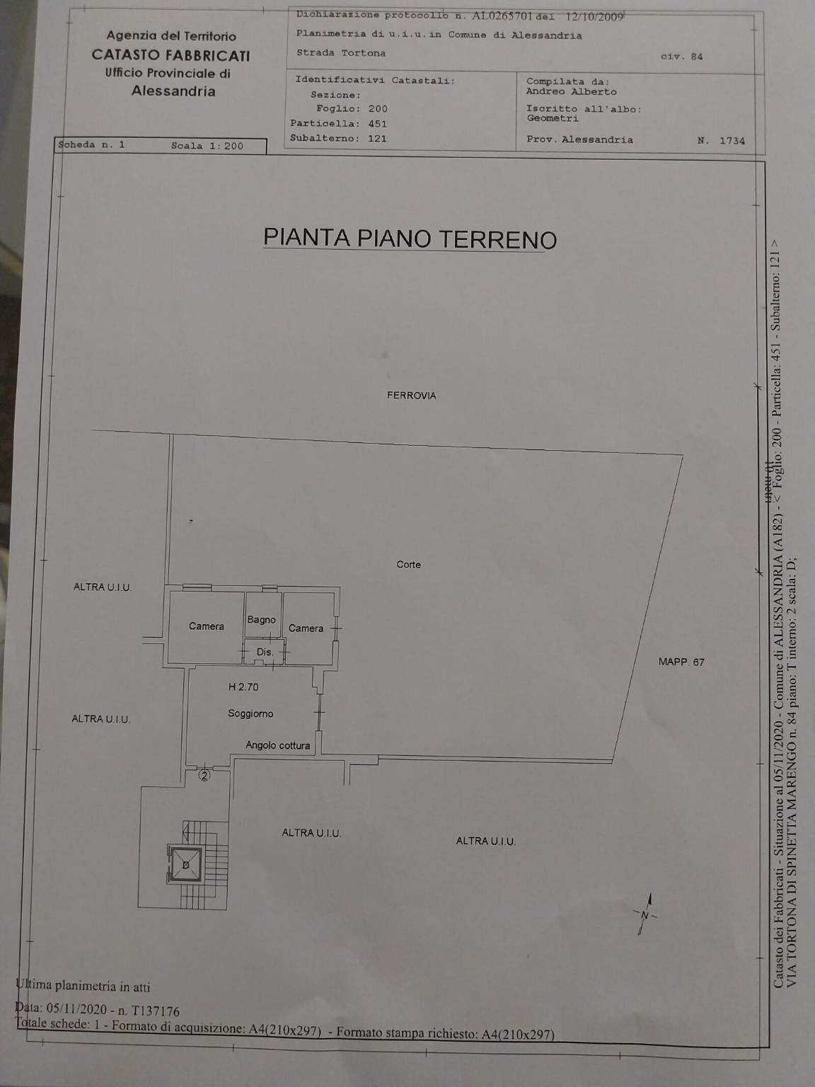 Trilocale via Tortona, 84, Alessandria - planimetria 1