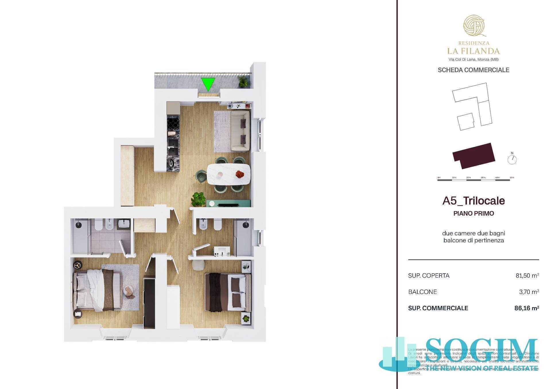 Foto 17 - Trilocale Via Col di Lana
 
10, Monza - planimetria 1