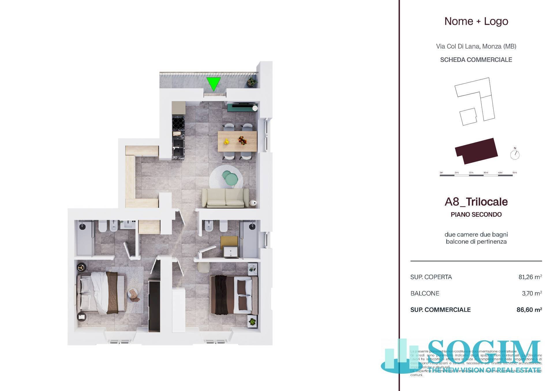 Foto 17 - Trilocale Via Col di Lana
 
10, Monza - planimetria 1