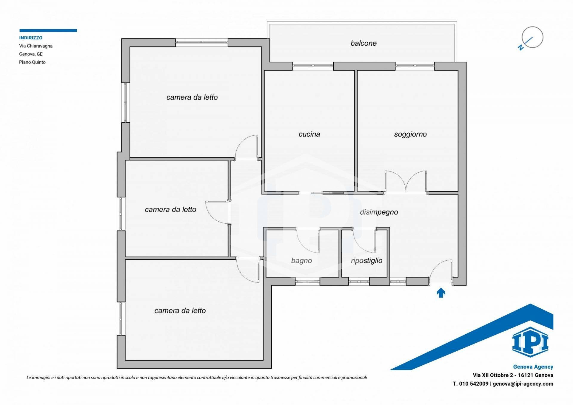 Appartamento Via Chiaravagna, Genova (zona Sestri Ponente) - planimetria 1