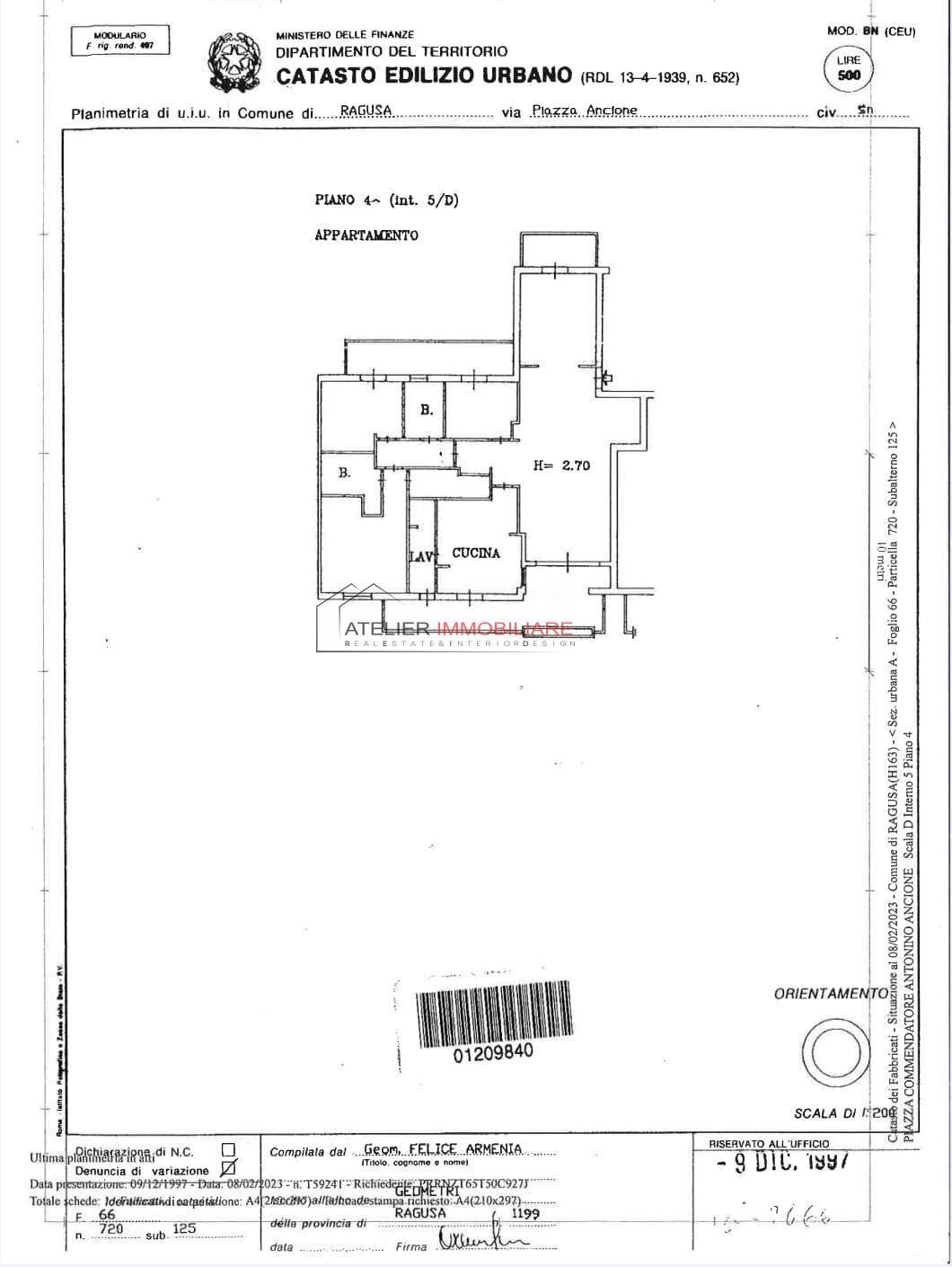 Foto 24 - Appartamento via ercolano
 
52, Ragusa - planimetria 1