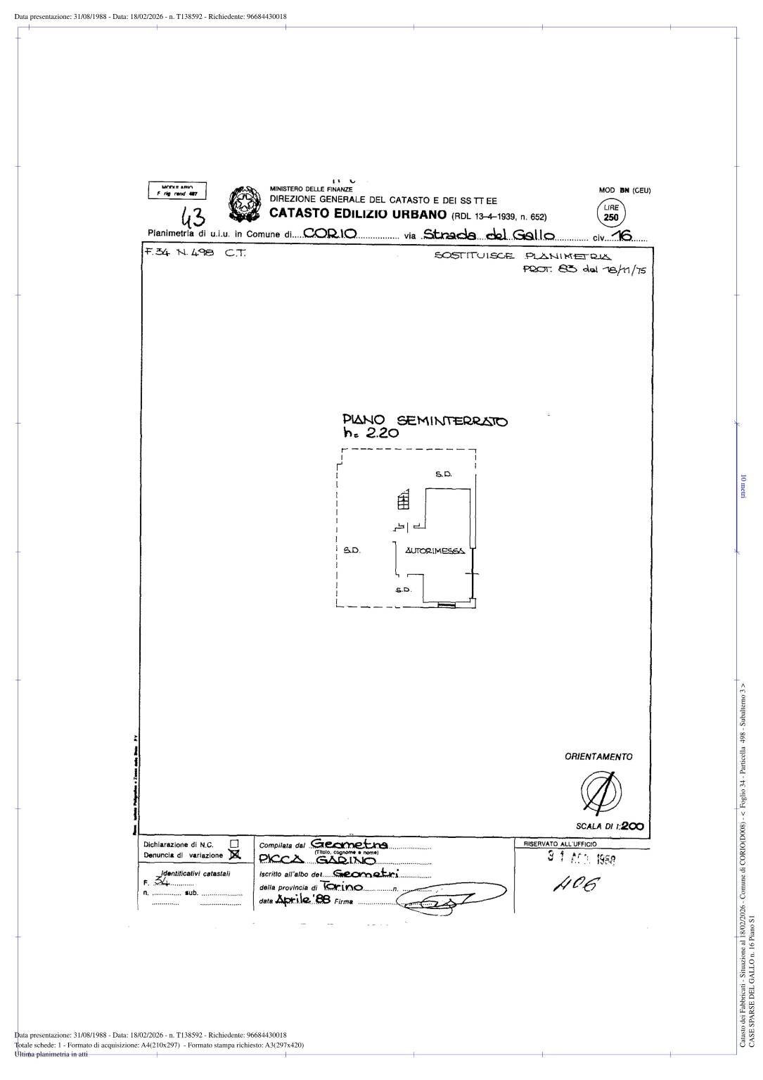 Villa Case del Gallo, 16, Corio - planimetria 1