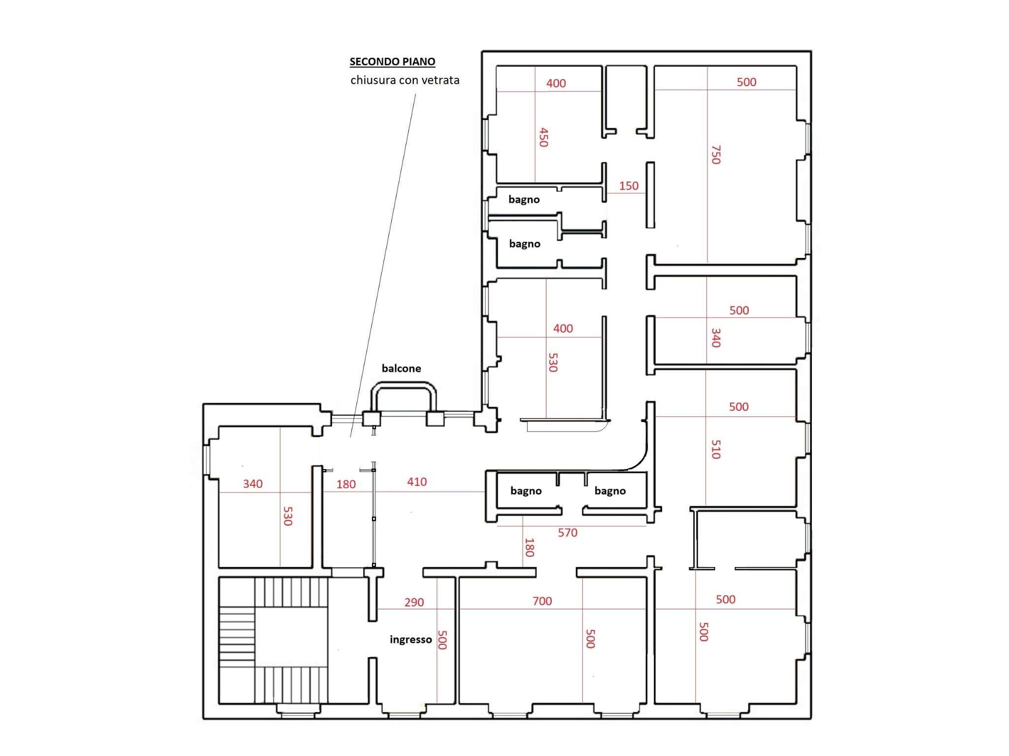 chiusura con vetrata - Appartamento via Abruzzi, Roma (zona Centro Storico) - planimetria 1