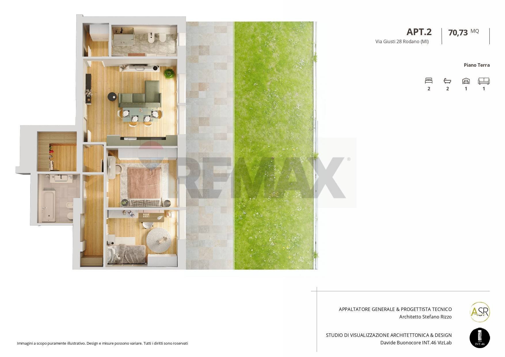 Pianta 3D - Trilocale via Giuseppe Giusti
 
28, Rodano - foto 2