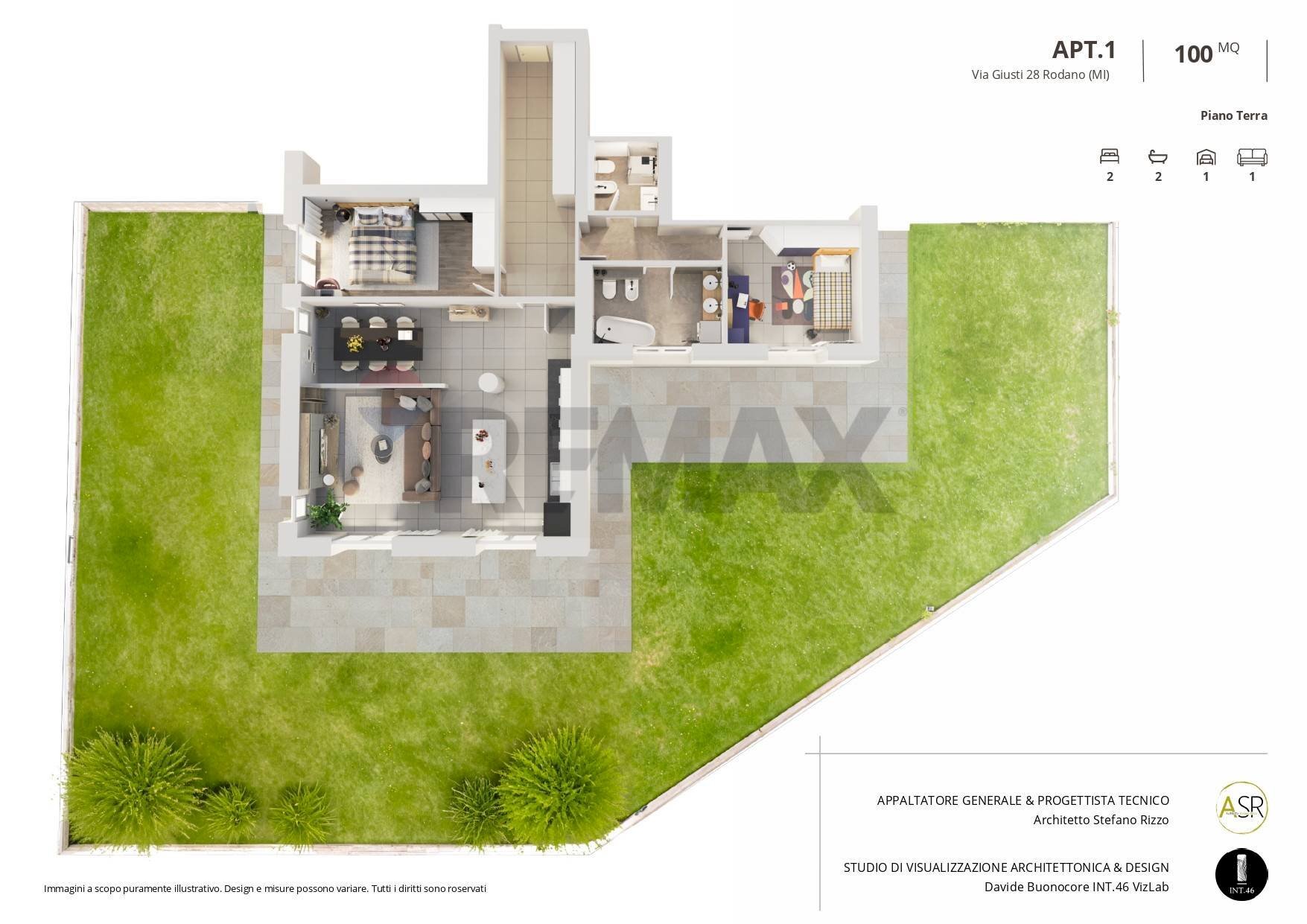 Pianta 3D - Trilocale via Giuseppe Giusti
 
28, Rodano - foto 2