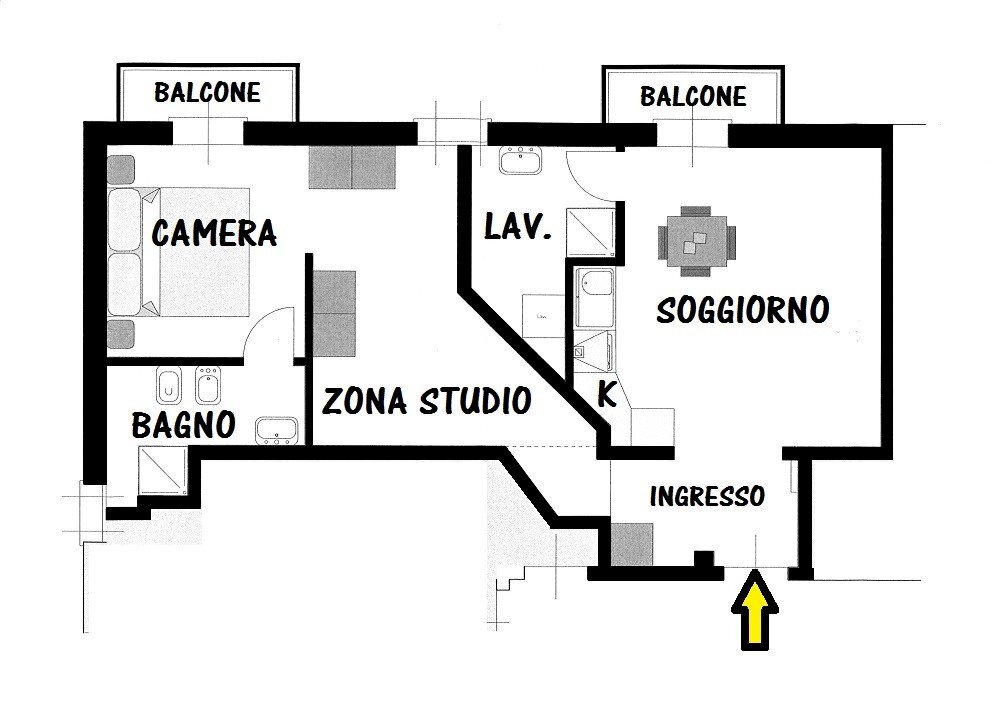 Trilocale Bologna (zona Costa Saragozza) - planimetria 1