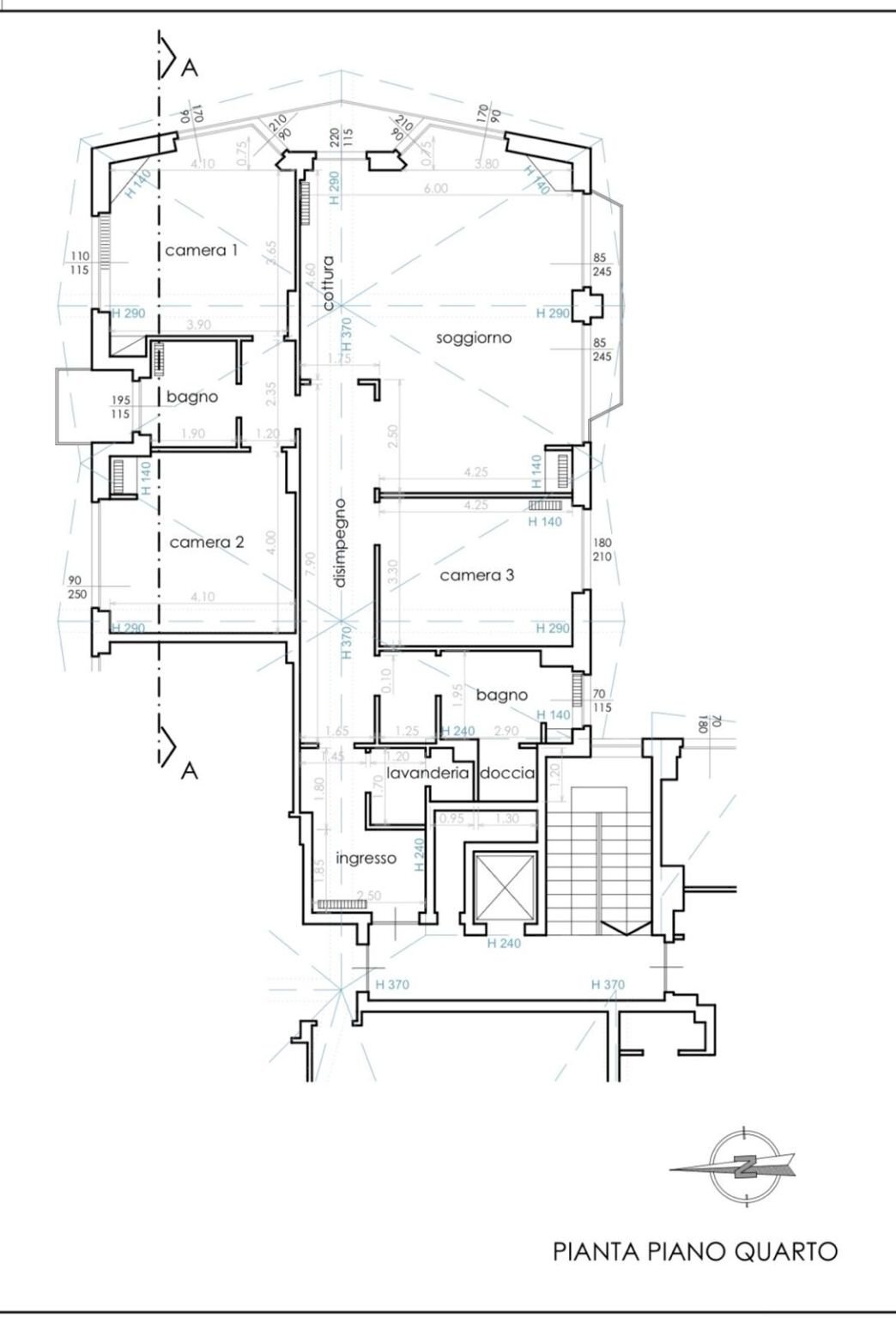 Quadrilocale via Michelangelo Pittatore, Asti - planimetria 1
