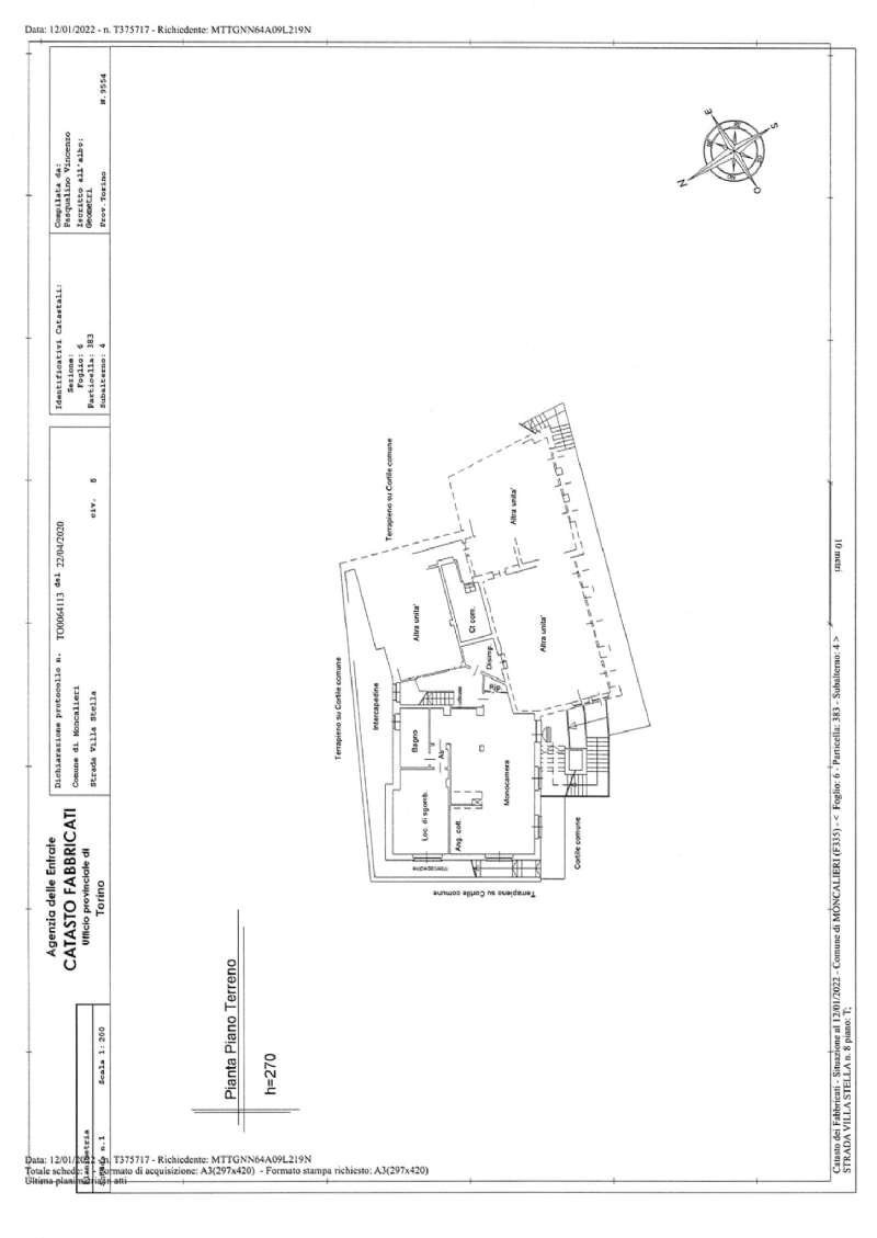 planimetria alloggio piano terra - Villa strada Villa Stella, 8, Moncalieri - planimetria 1