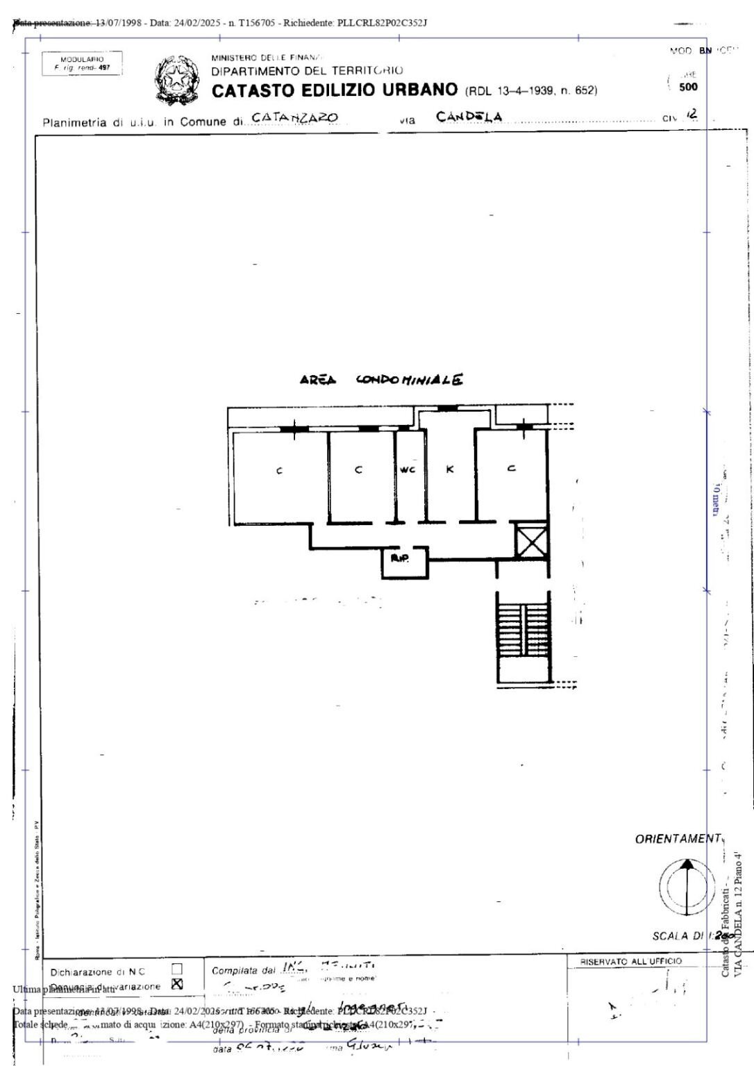 Trilocale via Candela, 12, Catanzaro - planimetria 1