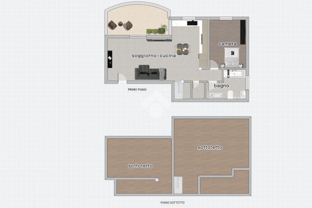 Two-room apartment Via Colleverde, Poggio Torriana - floor plans 1