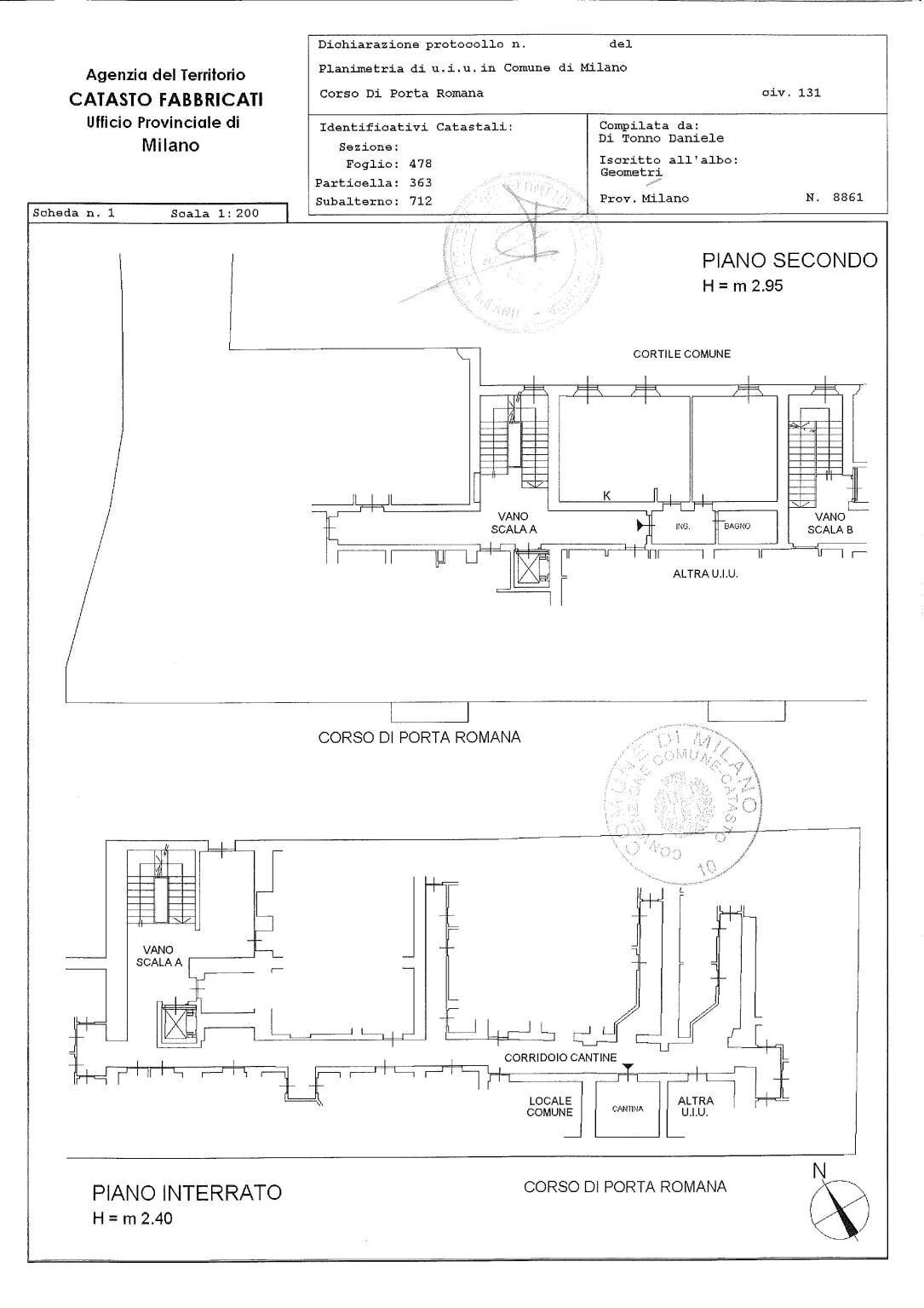 Appartamento corso di Porta Romana, 131, Milano - planimetria 1