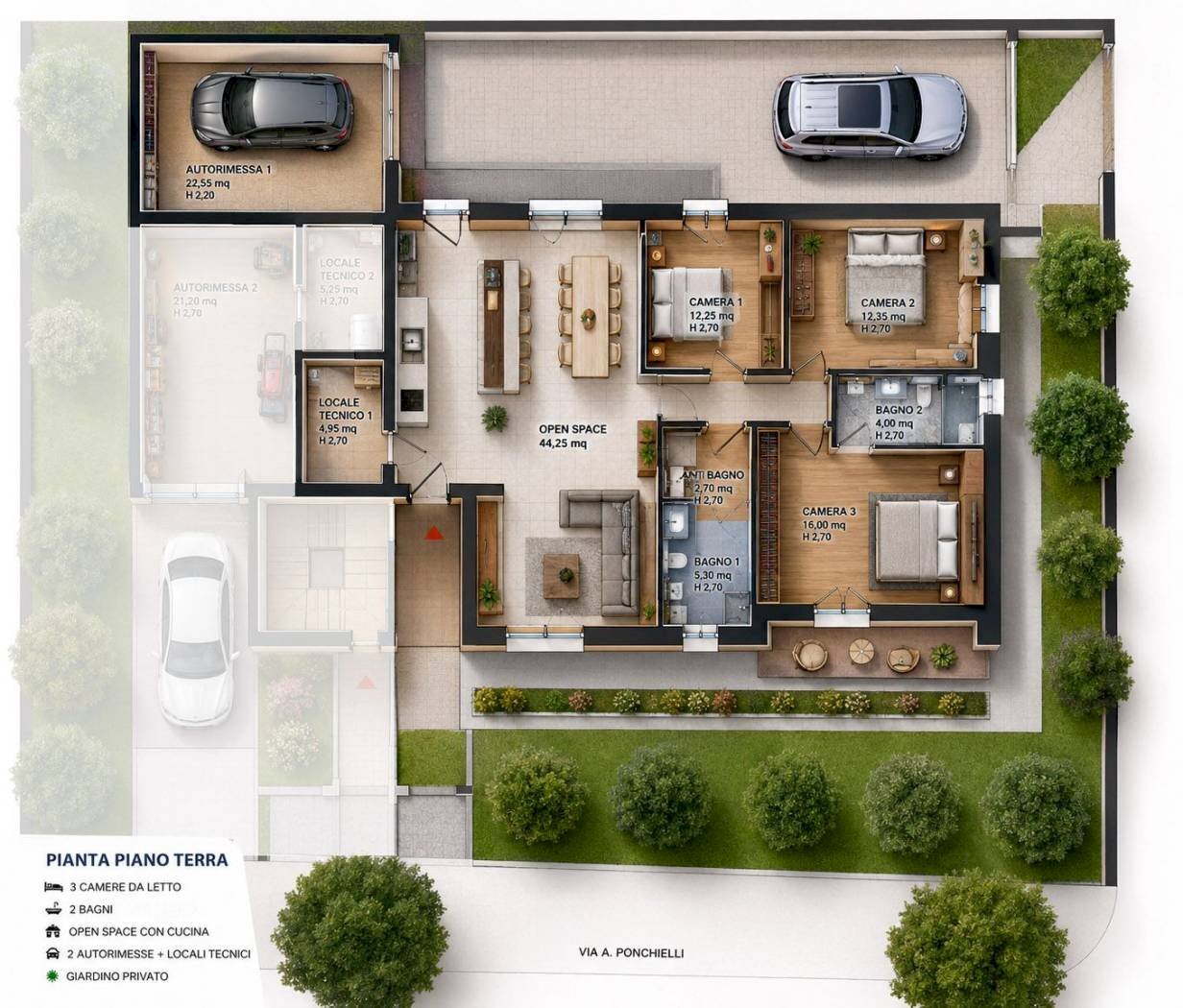 Villa via Gioacchino Rossini, Cassano d'Adda - floor plans 1