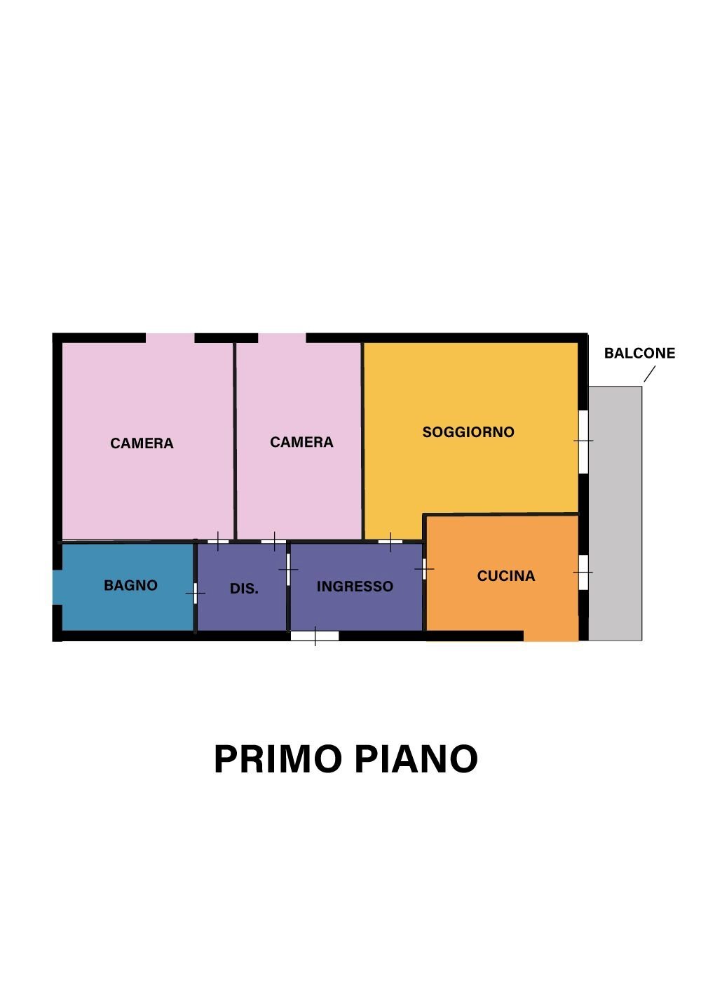Three-room apartment via Francesco la Greca, Forlì - floor plans 1