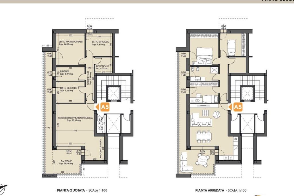 Four-room apartment Via Saffi, Castelfranco Emilia - floor plans 1