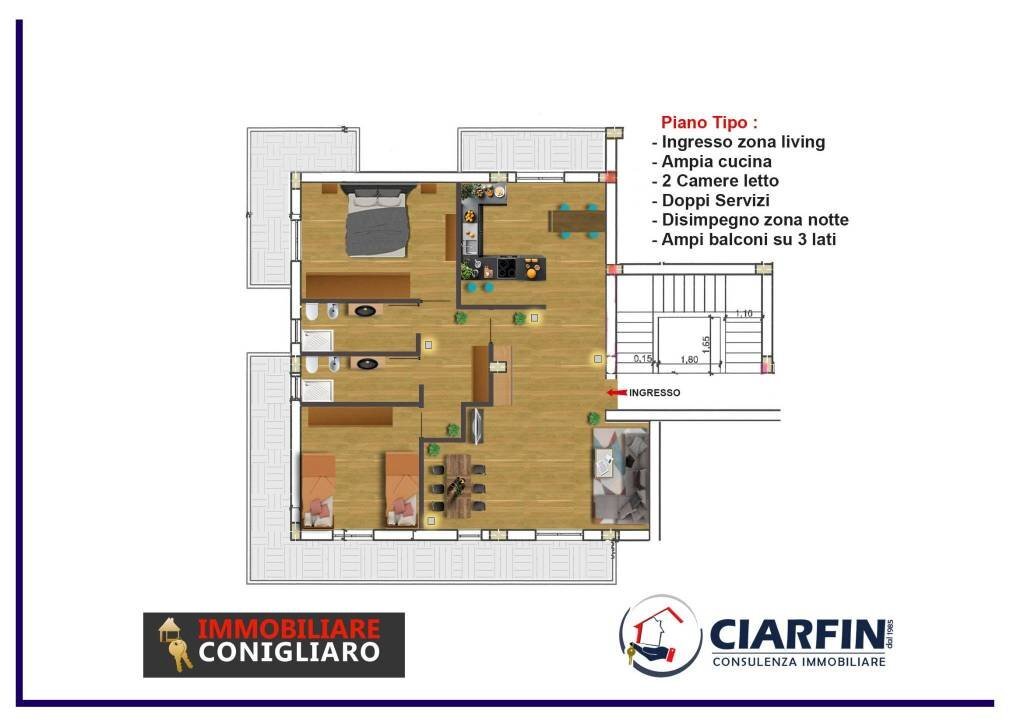 Planimetria - Four-room apartment via Giuseppe Pagano, Palermo - photo 2