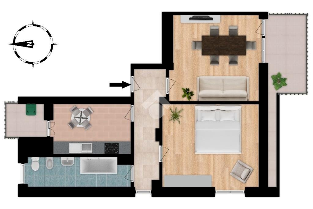 Two-room apartment Via beato padre pio da pietrelcina, Milano (neighborhood Chiesa Rossa) - floor plans 1