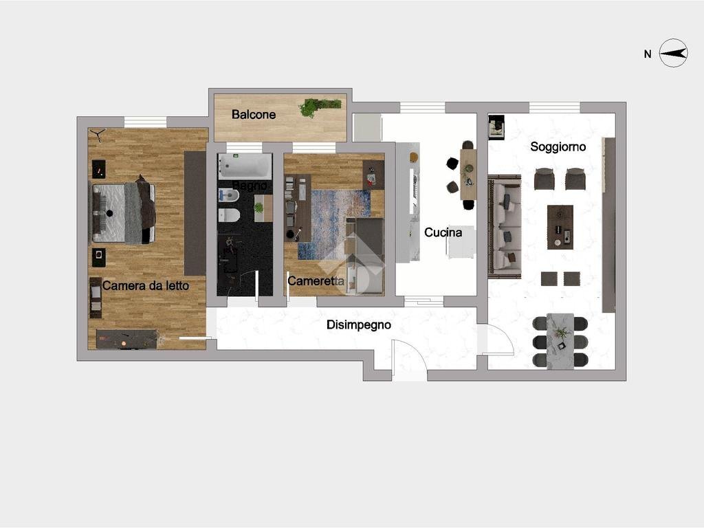 Trilocale Via Monte Grappa, Rho - planimetria 1