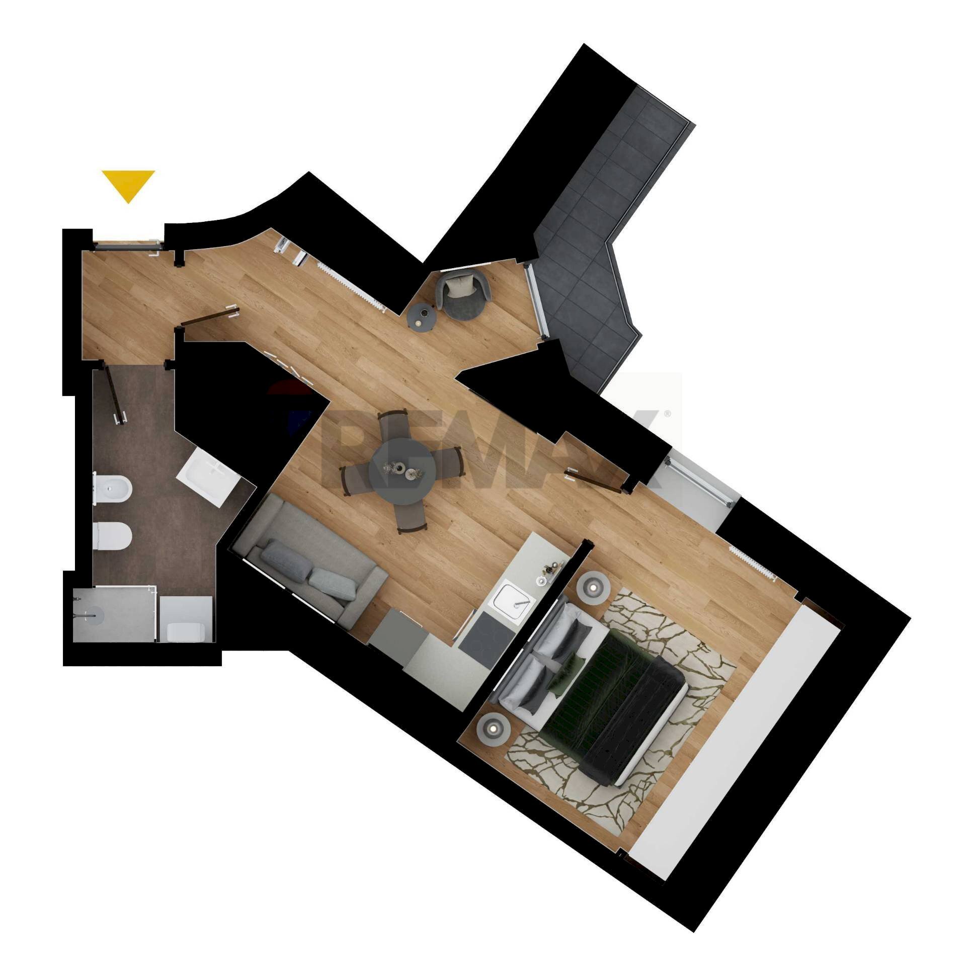 Pianta 3D - Two-room apartment Via San Francesco D'assisi
 
22, Torino - floor plans 1